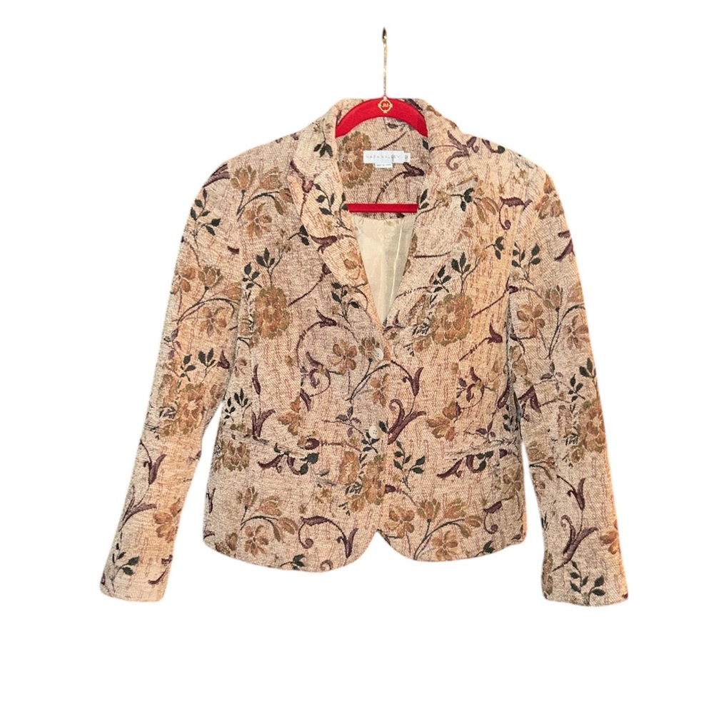 Cream and Brown Tailored Blazer with Notched Lapels